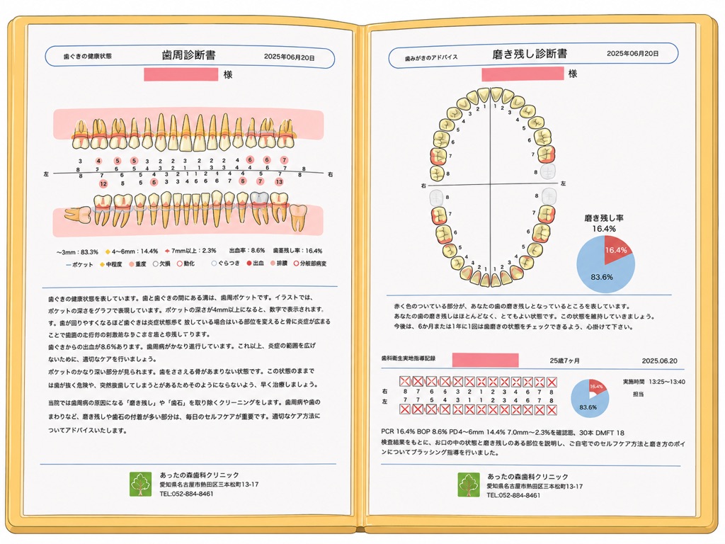 歯周診断書・磨き残し診断書(お口の健康手帳)